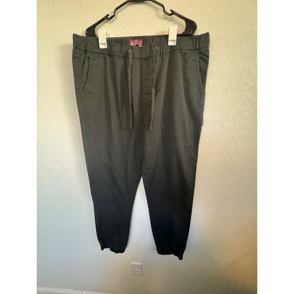 Matchstick Jogger Pants Men Size 40 Dark Gray Cotton Twill Elastic Waist‎ Cuffs